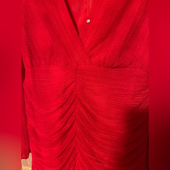 4SI3NNA Shirred Tulle Mini Dress in Red - Picture 5 of 6